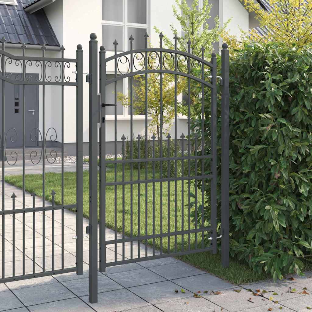 Vidaxx puerta de valla con clavos gris 200 x 100 cm acero con recubrimiento en polvo