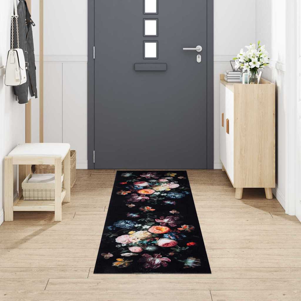 VidaXL alfombra de cocina terciopelo negro 300 x 60 cm