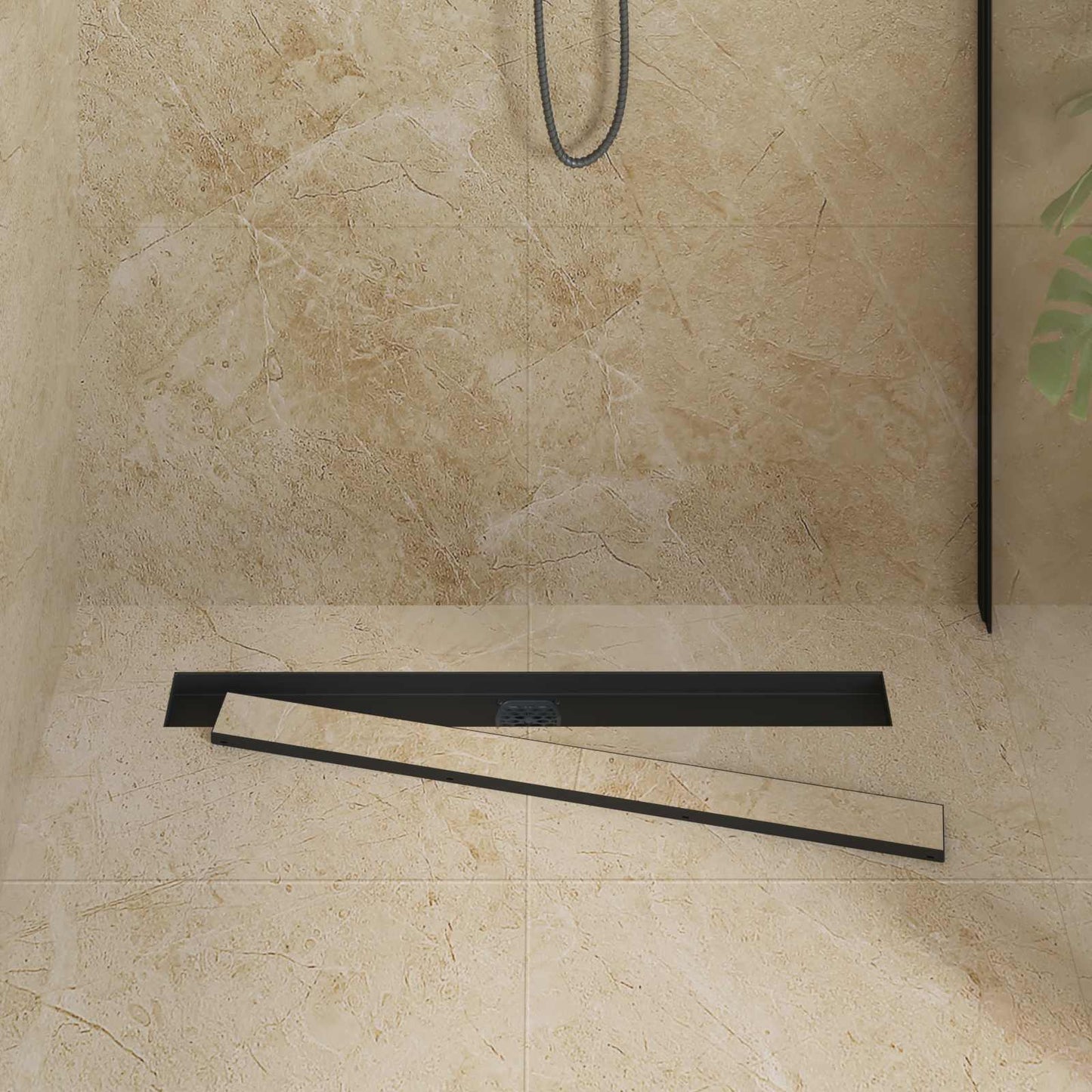 Scarico doccia Vidaxx 2 in 1 con sifone a 360° nero 80 cm