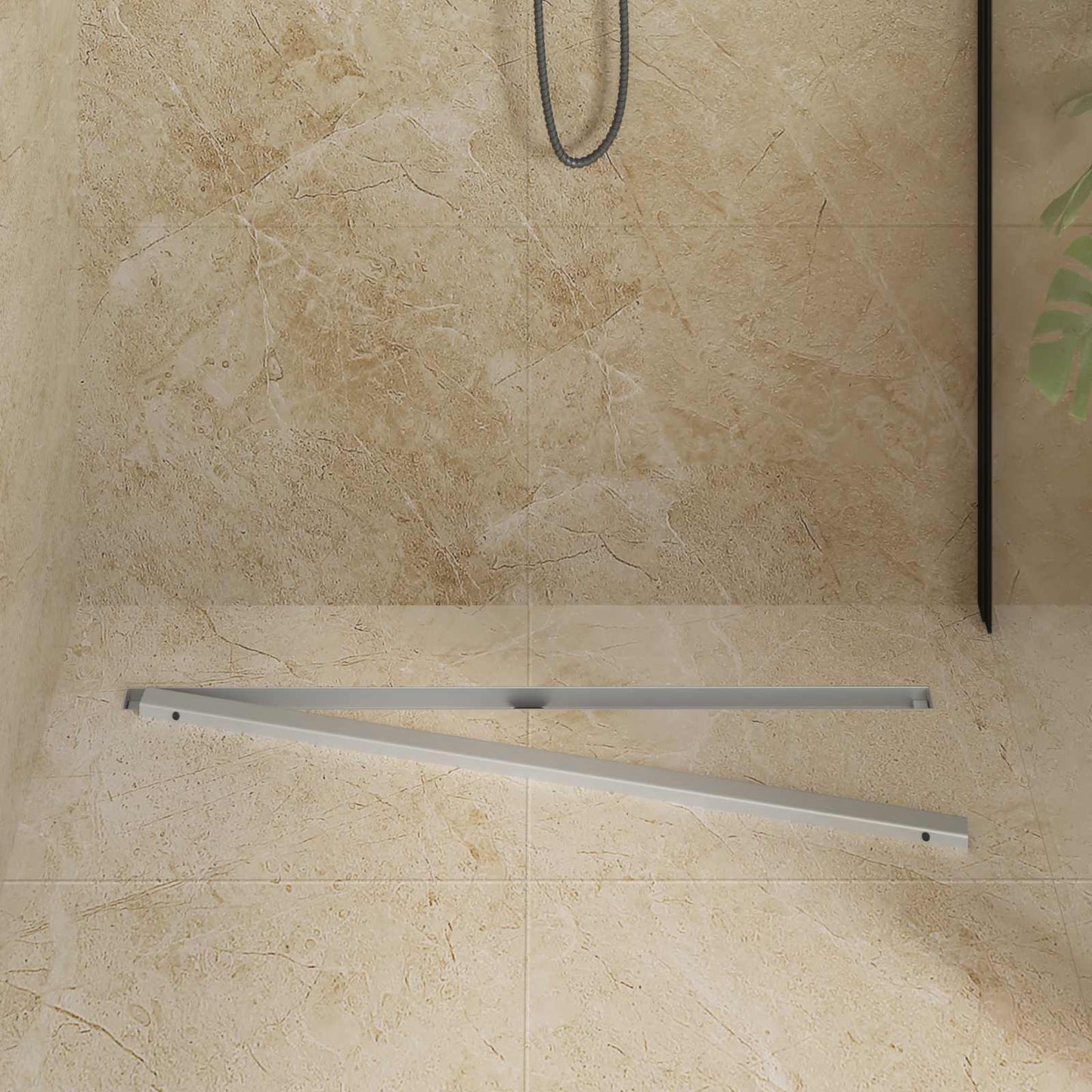 VidaXL Desagüe de ducha 360° con modelo delgado plateado 90 cm