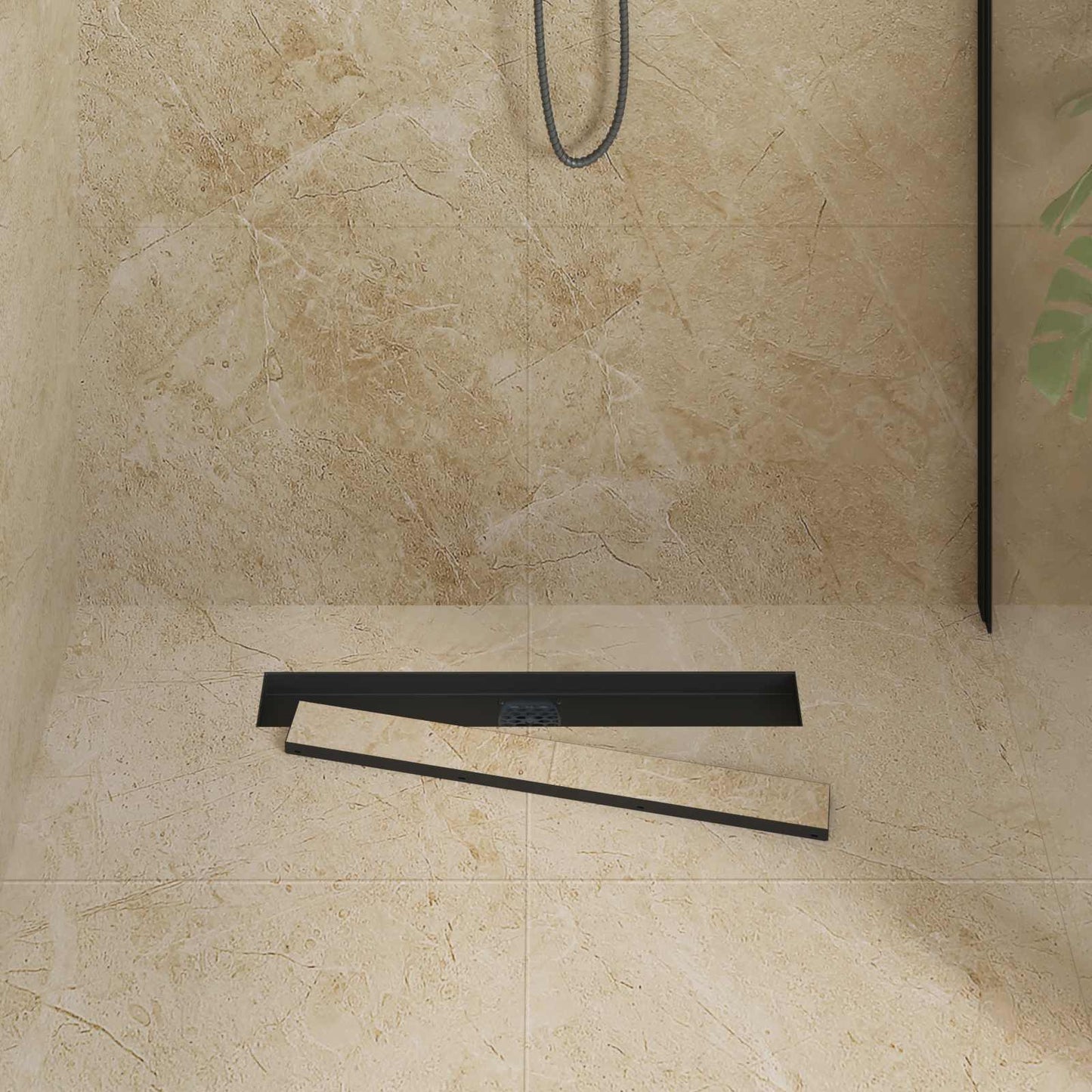 Scarico doccia Vidaxx 2 in 1 con sifone a 360° nero 60 cm