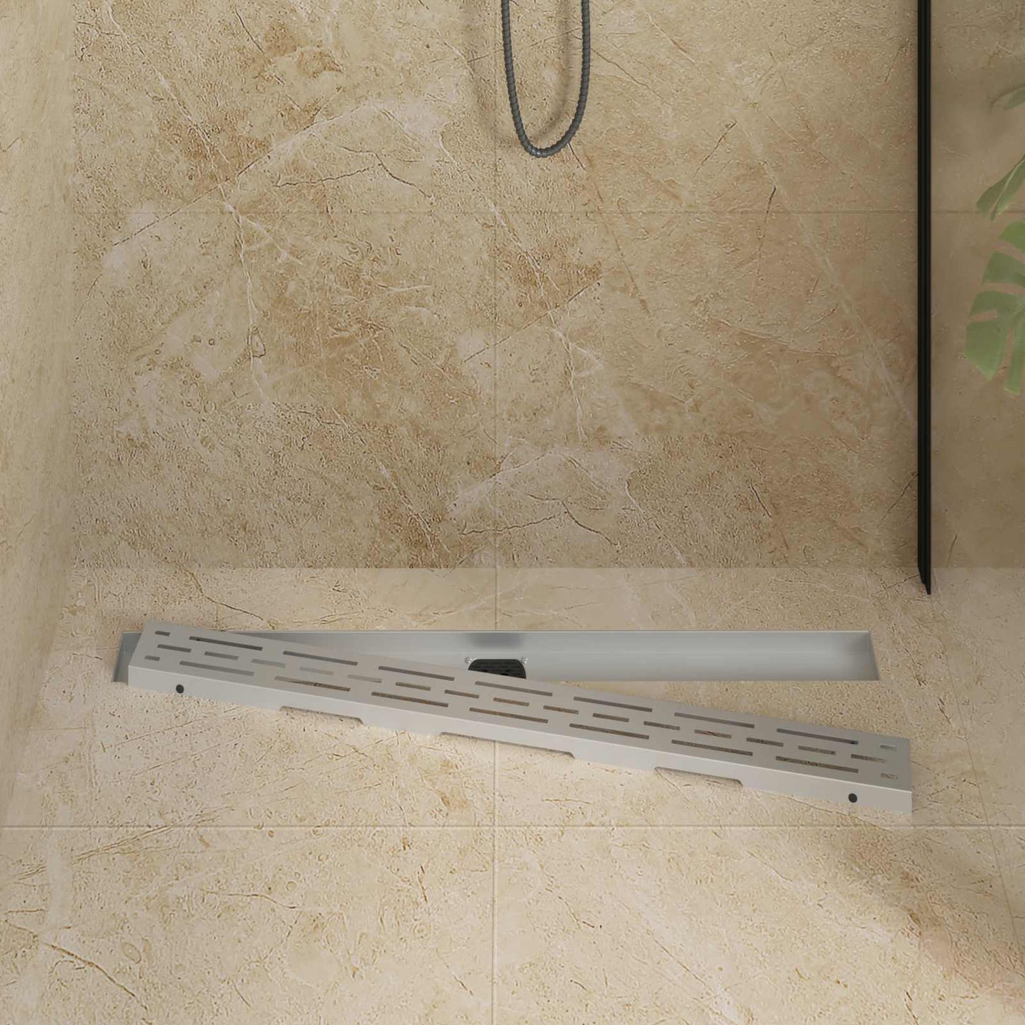 Vidaxx tapa de cristal para desagüe de ducha con sifón 360° plateado 90 cm