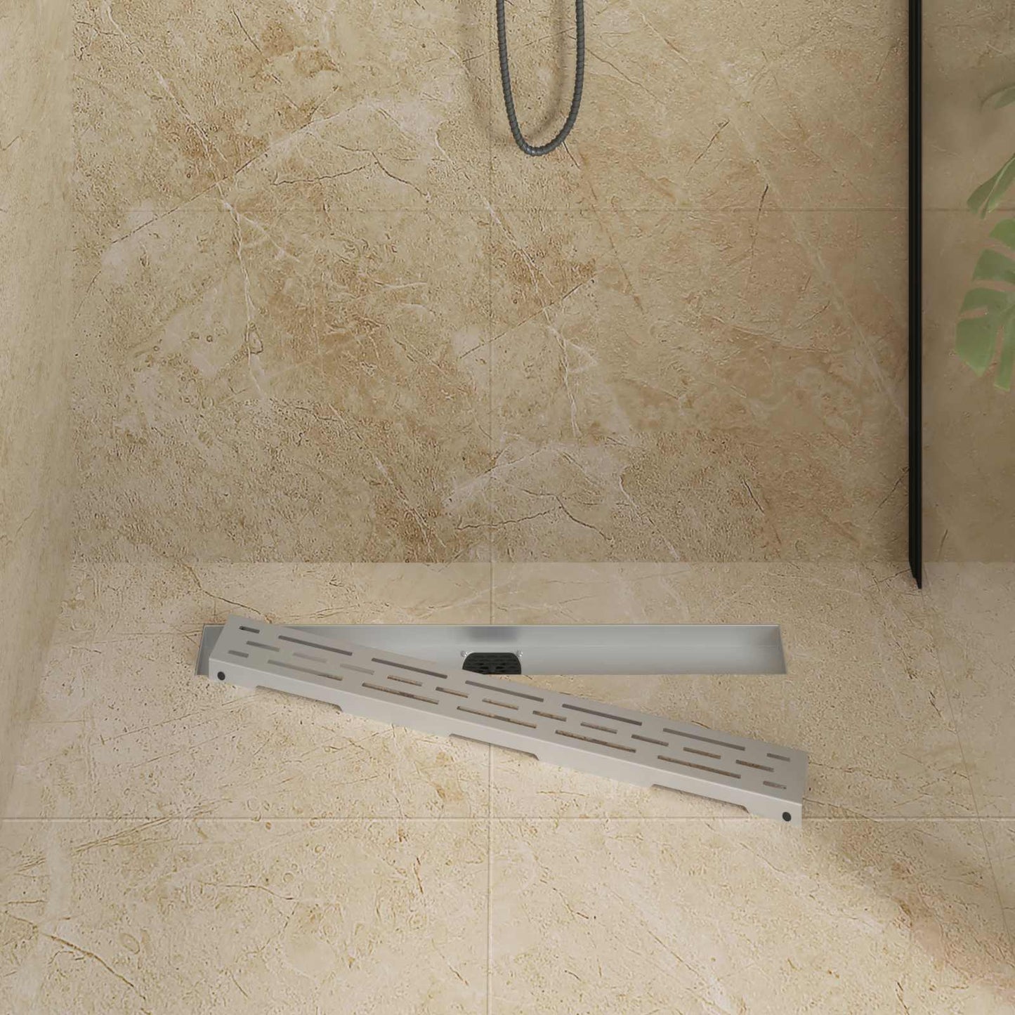 Vidaxx tapa de cristal para desagüe de ducha con sifón de 360° plateado 70 cm