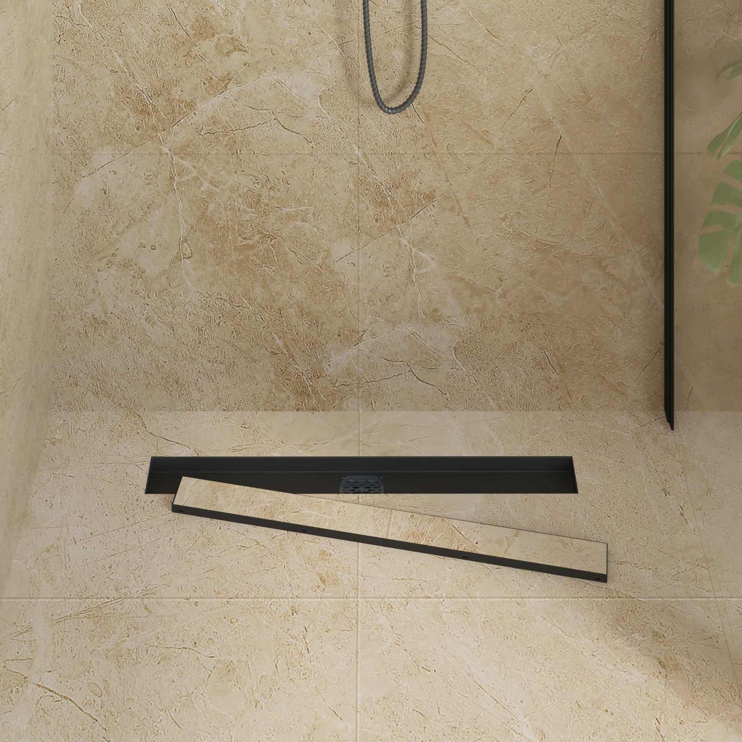 Scarico doccia Vidaxx 2 in 1 con sifone a 360° nero 70 cm