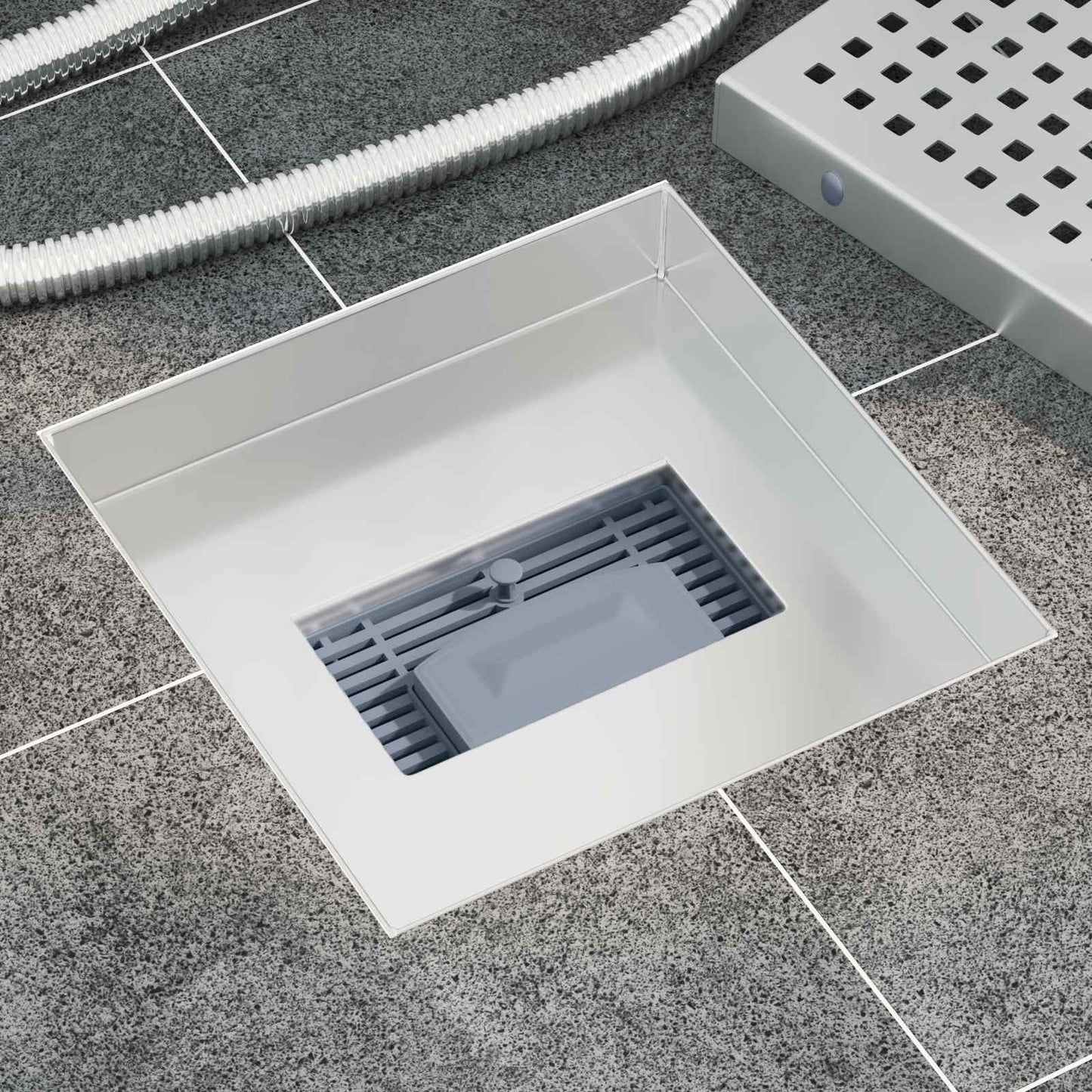 VidaXL desagüe de ducha dot plateado 20 x 20 cm acero inoxidable 304