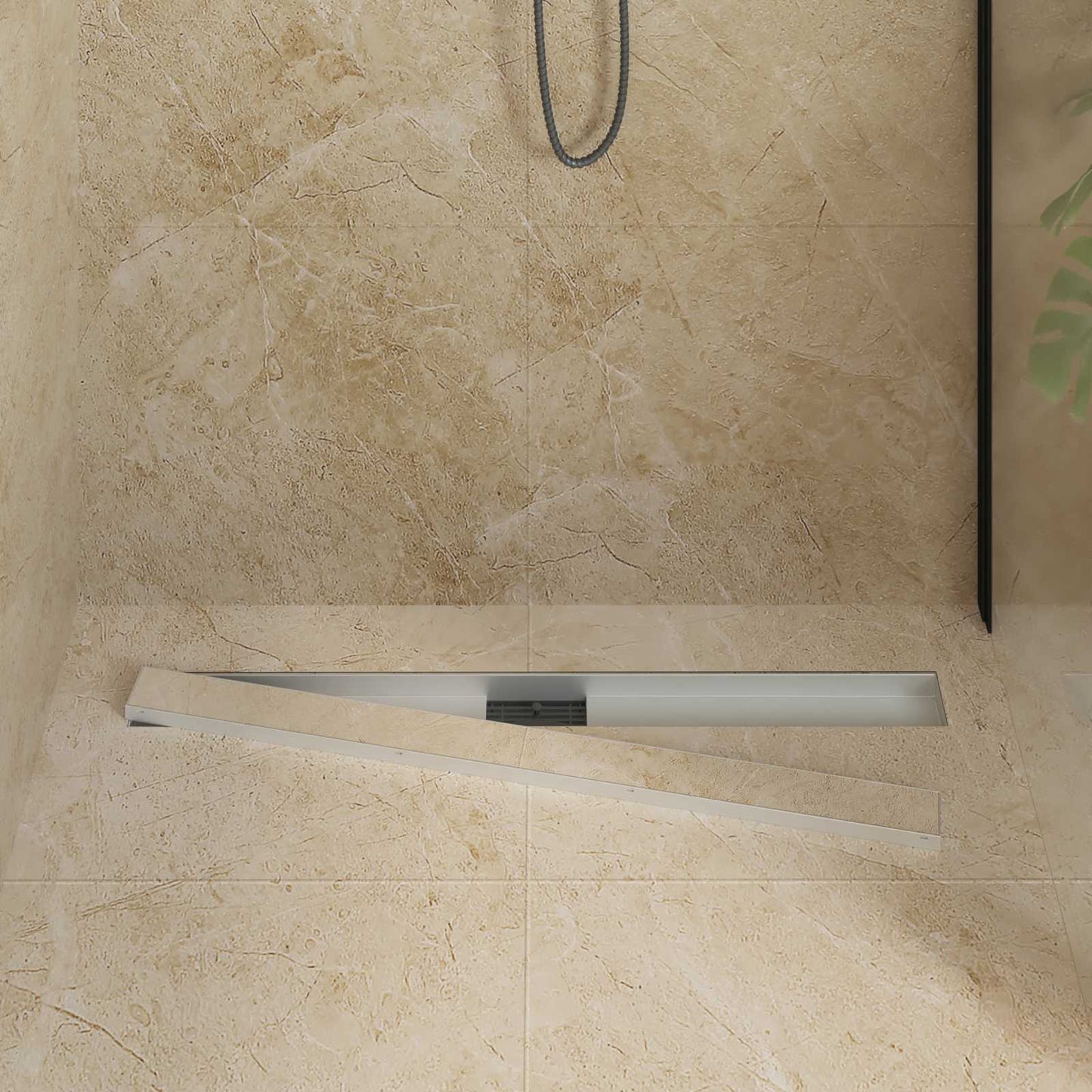 Vidaxx Desagüe de ducha 2 en 1 plateado 90 cm acero inoxidable 304