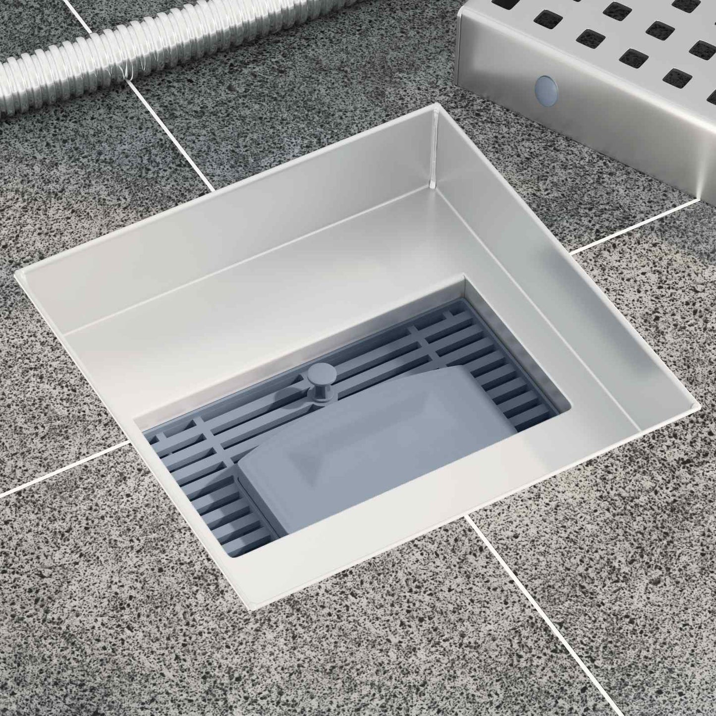 Vidaxxl desagüe de ducha dot plateado 15 x 15 cm acero inoxidable 304