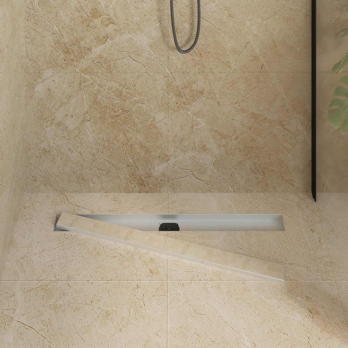 Scarico doccia Vidaxx 2 in 1 con sifone a 360° argento 80 cm