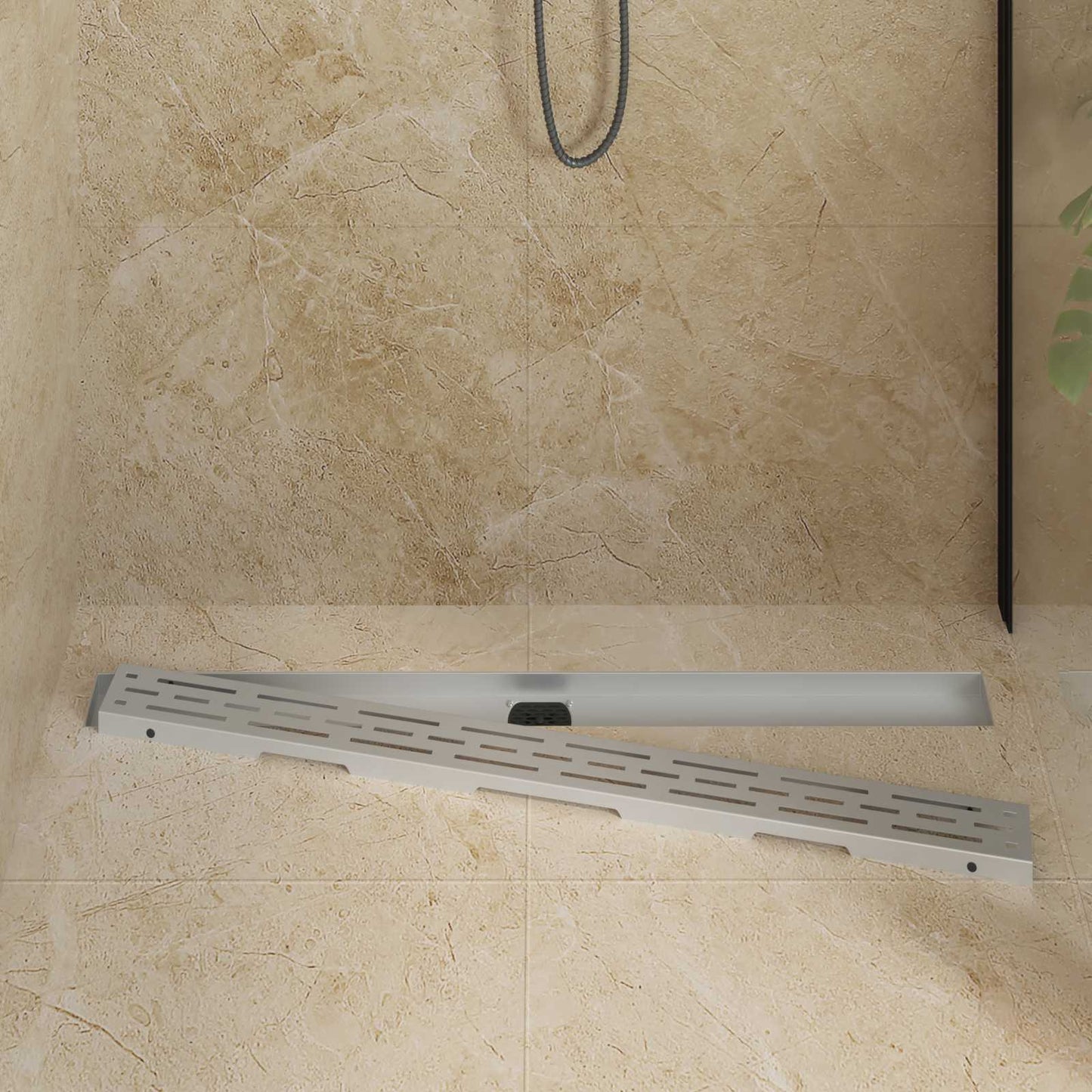 Vidaxx tapa de cristal para desagüe de ducha con sifón de 360° plateado 100 cm