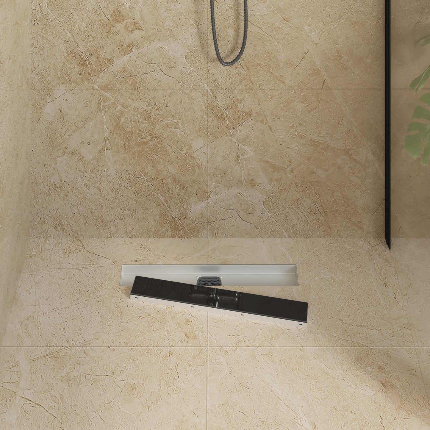 Vidaxx tapa de cristal para desagüe de ducha con sifón 360° negro 50 cm