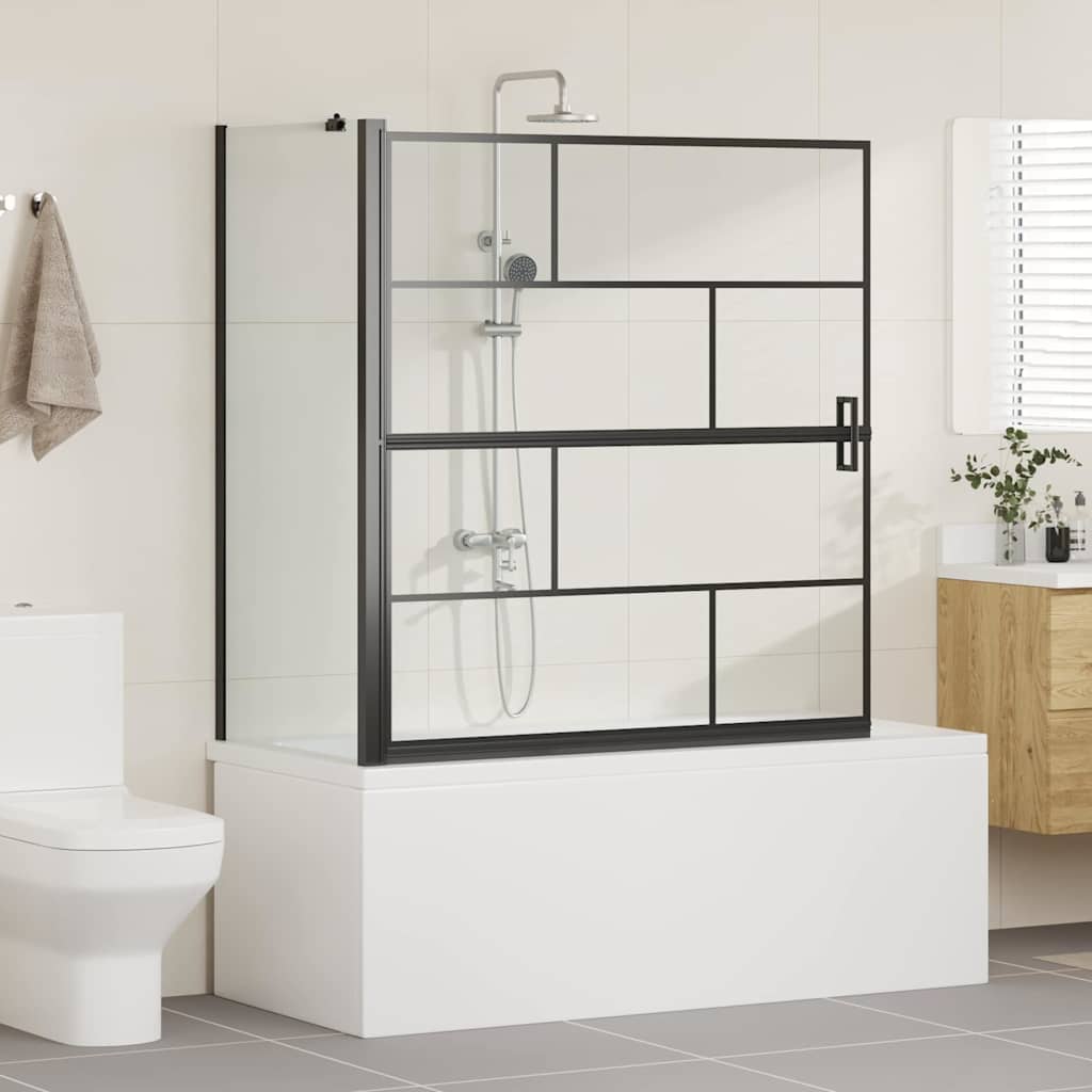 Parete doccia per vasca VidaXL nera e trasparente 116 x 68 x 128 cm