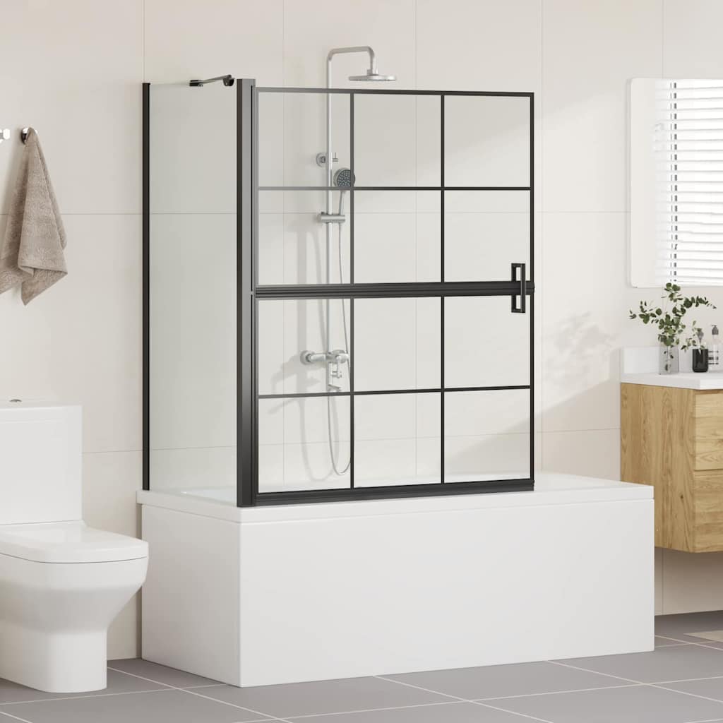 Parete doccia per vasca VidaXL nera e trasparente 116 x 68 x 128 cm