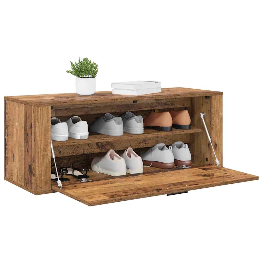 Scarpiera Vidaxx con ripiano in legno vecchio 100 x 35 x 38 cm in legno lavorato