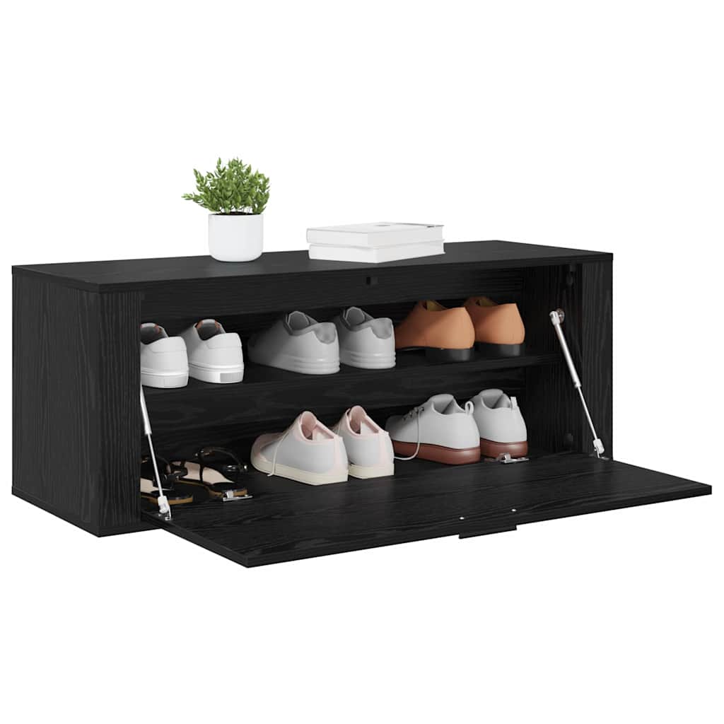 Scarpiera VidaXL rovere nero 100 x 35 x 38 cm in derivati del legno