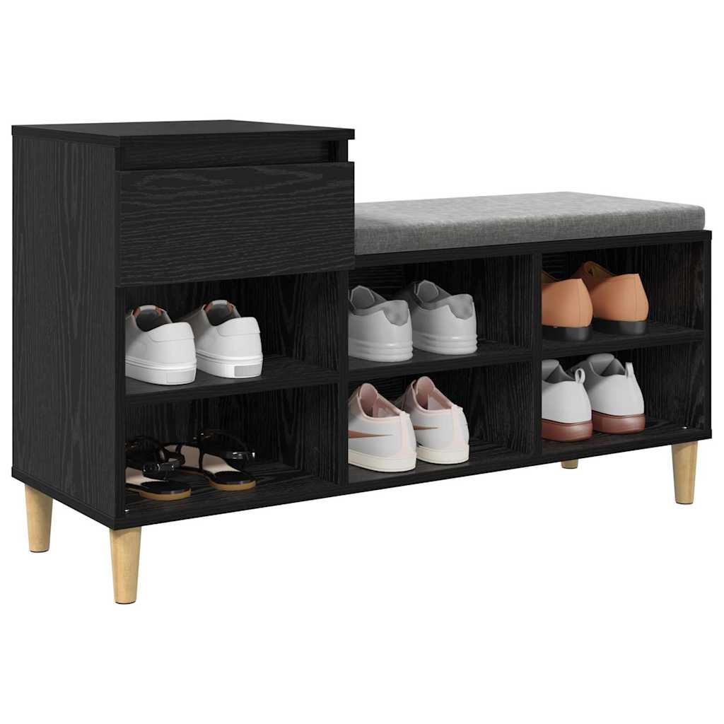 Scarpiera Vidaxl con cassetto rovere nero 102 x 36 x 60 cm finitura legno