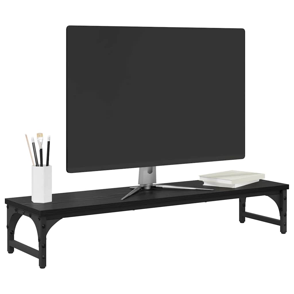 Supporto per monitor Vidaxxl rovere nero 85 x 23 x 15,5 cm rifinito in legno