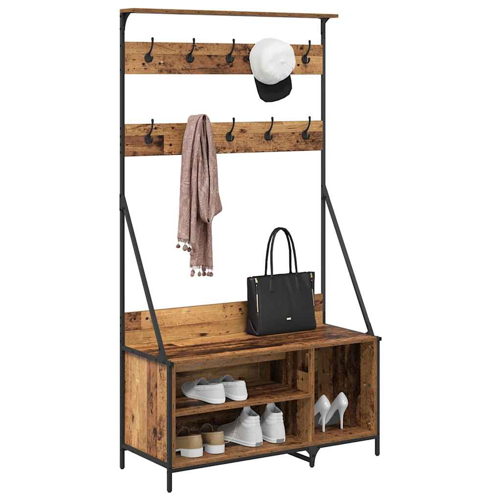 Perchero vidaxl con estante madera vieja 100 x 41 x 184 cm madera procesada