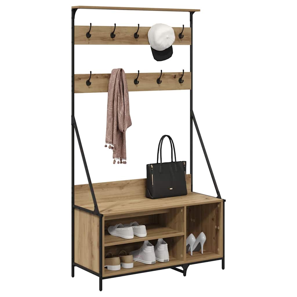 Vidaxx perchero artesanal roble 100 x 41 x 184 cm madera artesanal