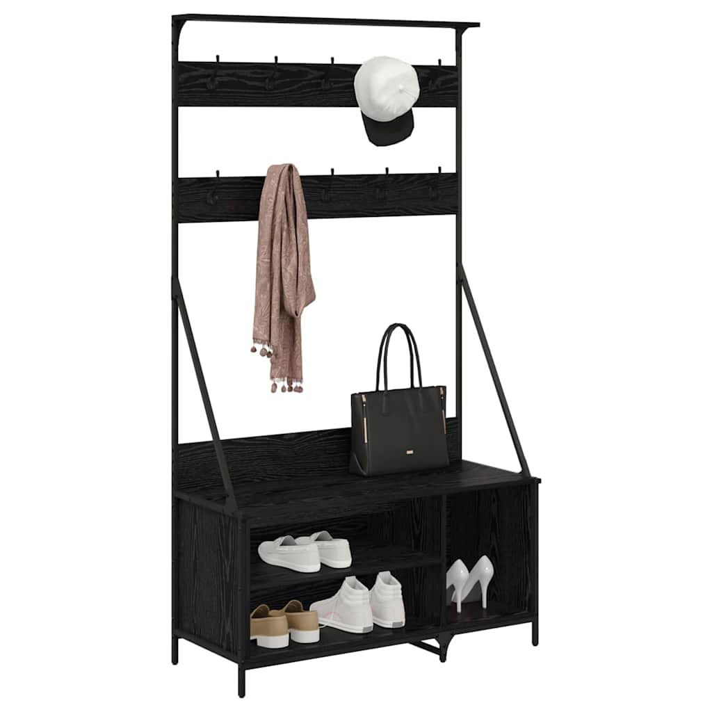 Appendiabiti VidaXL con ripiano rovere nero 100 x 41 x 184 cm rifinito in legno