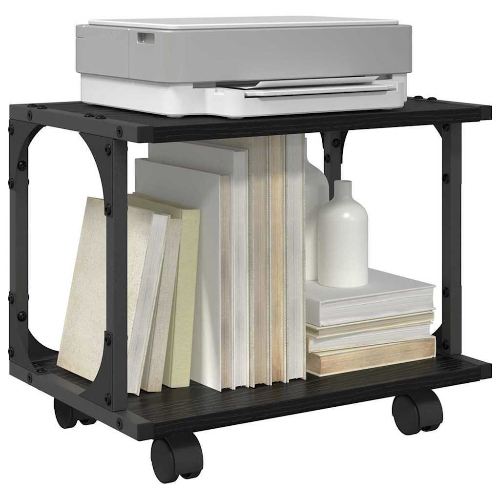 Vidaxxl soporte para impresora roble negro 41 x 28 x 33,5 cm madera contrachapada
