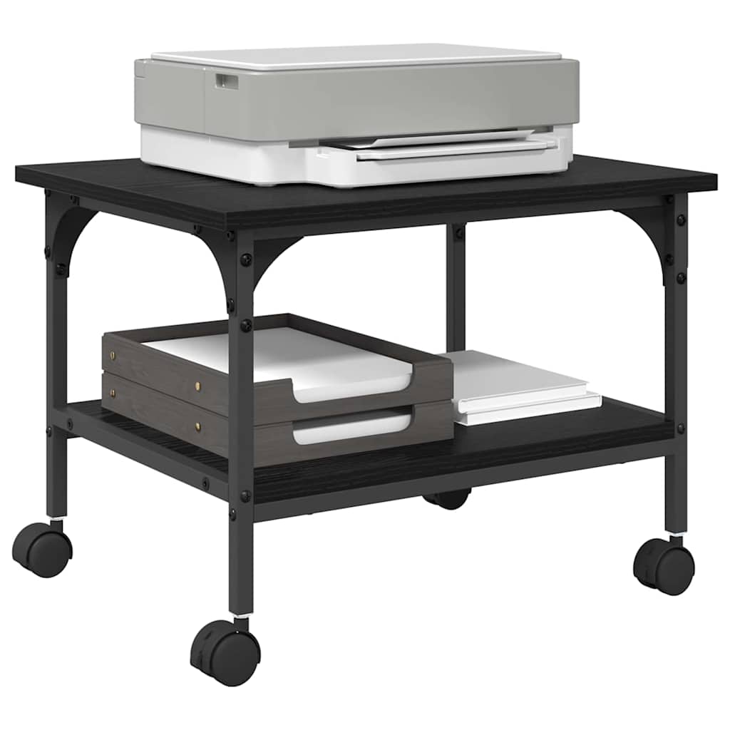 Vidaxxl soporte para impresora roble negro 50 x 40 x 38 cm madera contrachapada
