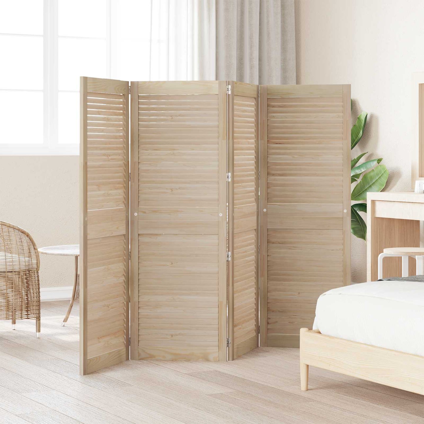 Vidaxl kastdeur 4 pcs naturel 140.5 x 2 x 59.5 cm massief grenenhout