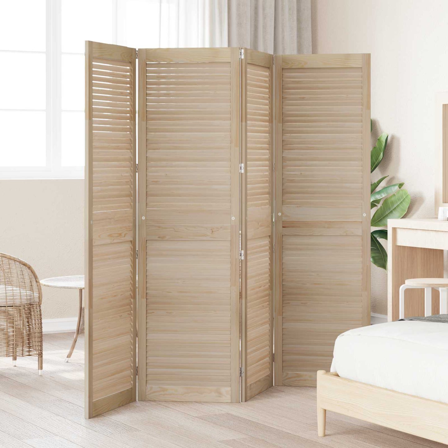Vidaxl kastdeur 4 pcs naturel 201 x 2,1 x 49,5 cm massief grenenhout