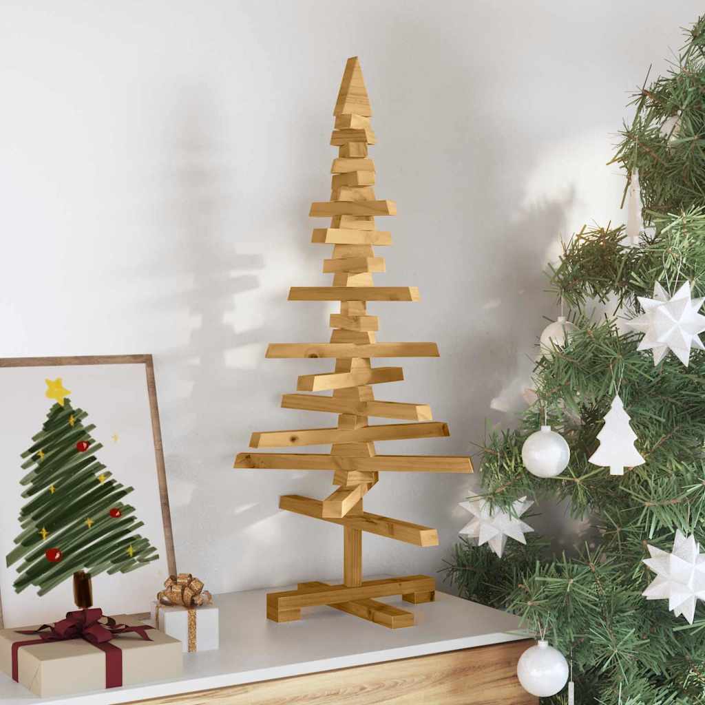Árbol de Navidad de madera VidaXL con madera de pino maciza marrón estándar de 90 cm