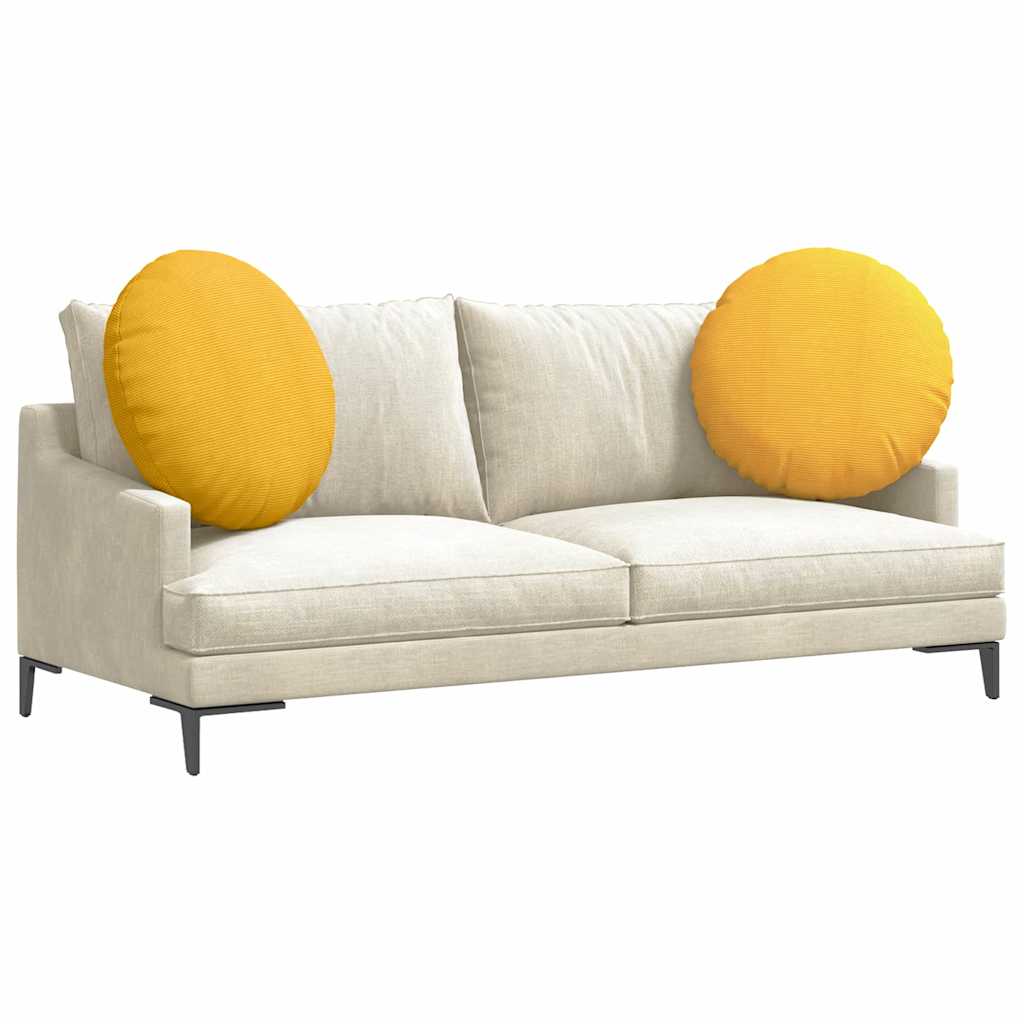 Cojines de asiento VidaXL 2 piezas tejido de algodón amarillo claro ø 60 cm