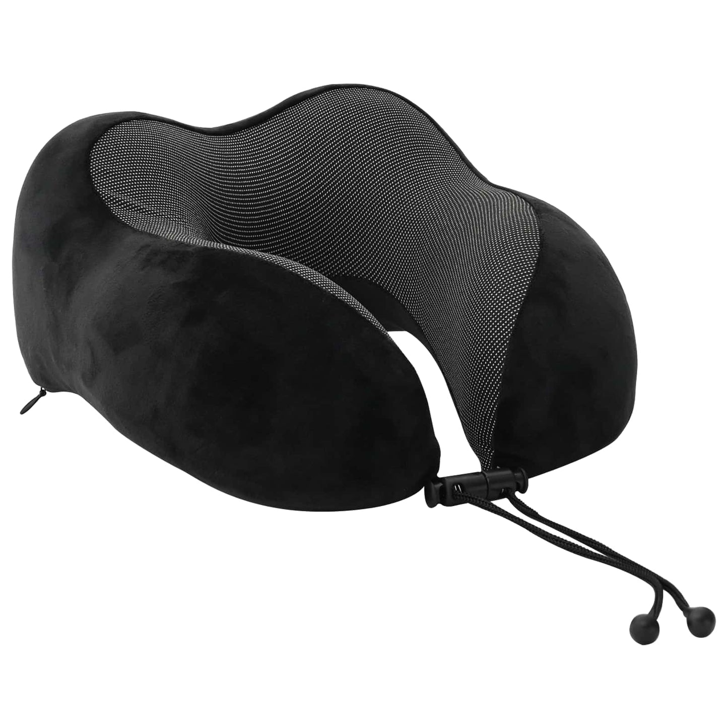 Cuscino da viaggio Vidaxx per il collo con cuscino in velluto nero 27 x 26 x 14 cm