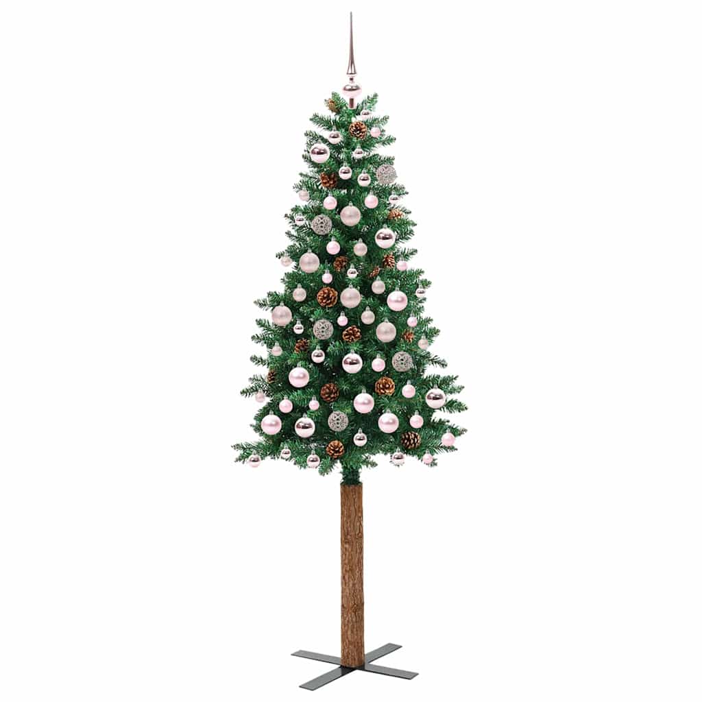 Vidaxx slim albero di Natale verde 180 cm in PVC e legno di pino massiccio
