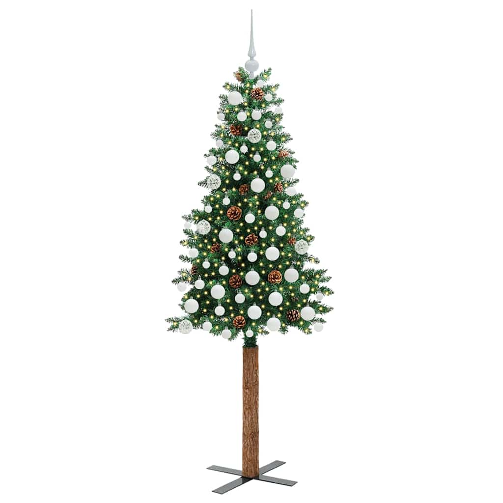 Vidaxx slim albero di Natale verde 180 cm in PVC e legno di pino massiccio