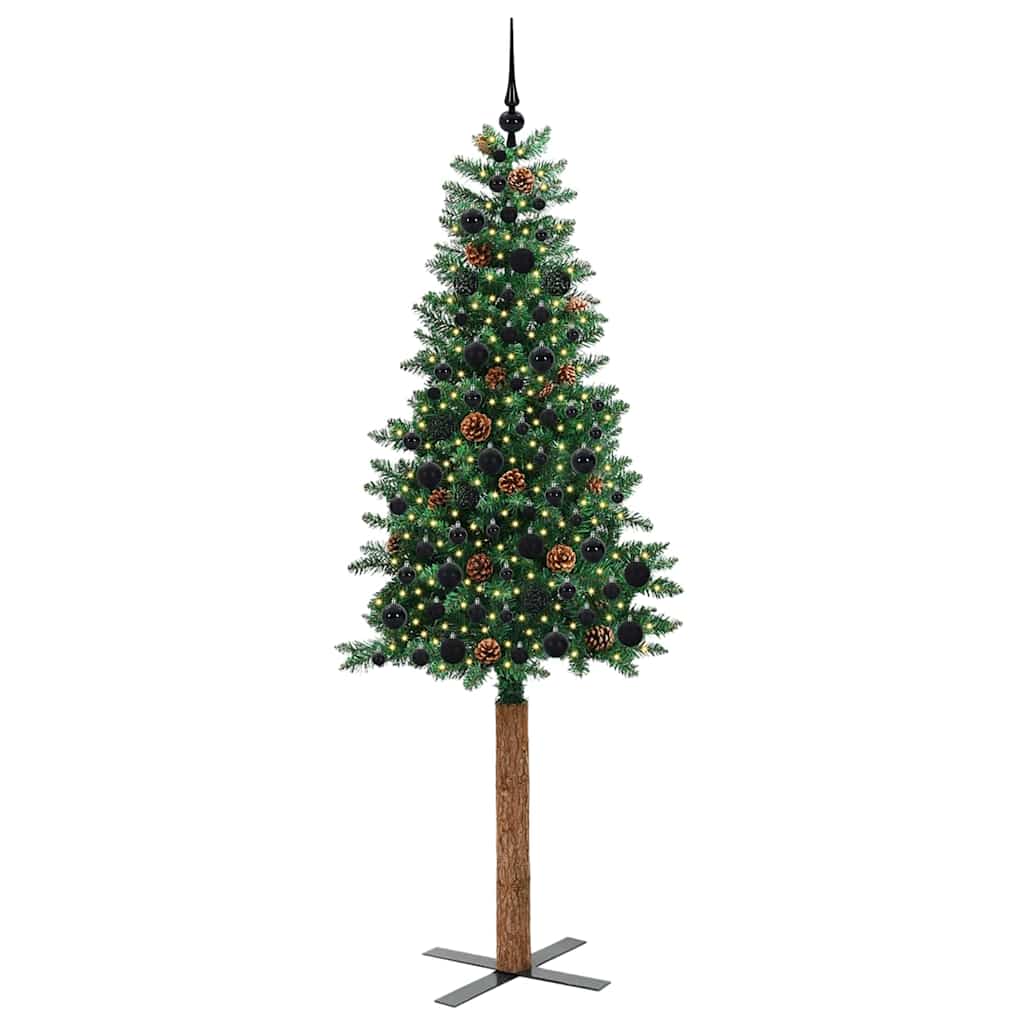 Vidaxx árbol de Navidad delgado verde 210 cm PVC y madera maciza de pino