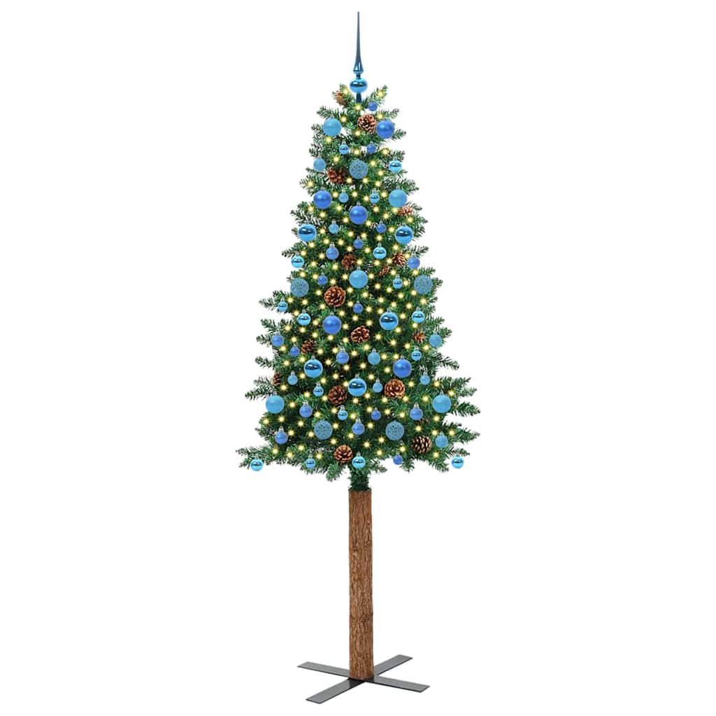 Vidaxx árbol de Navidad delgado verde 210 cm PVC y madera maciza de pino