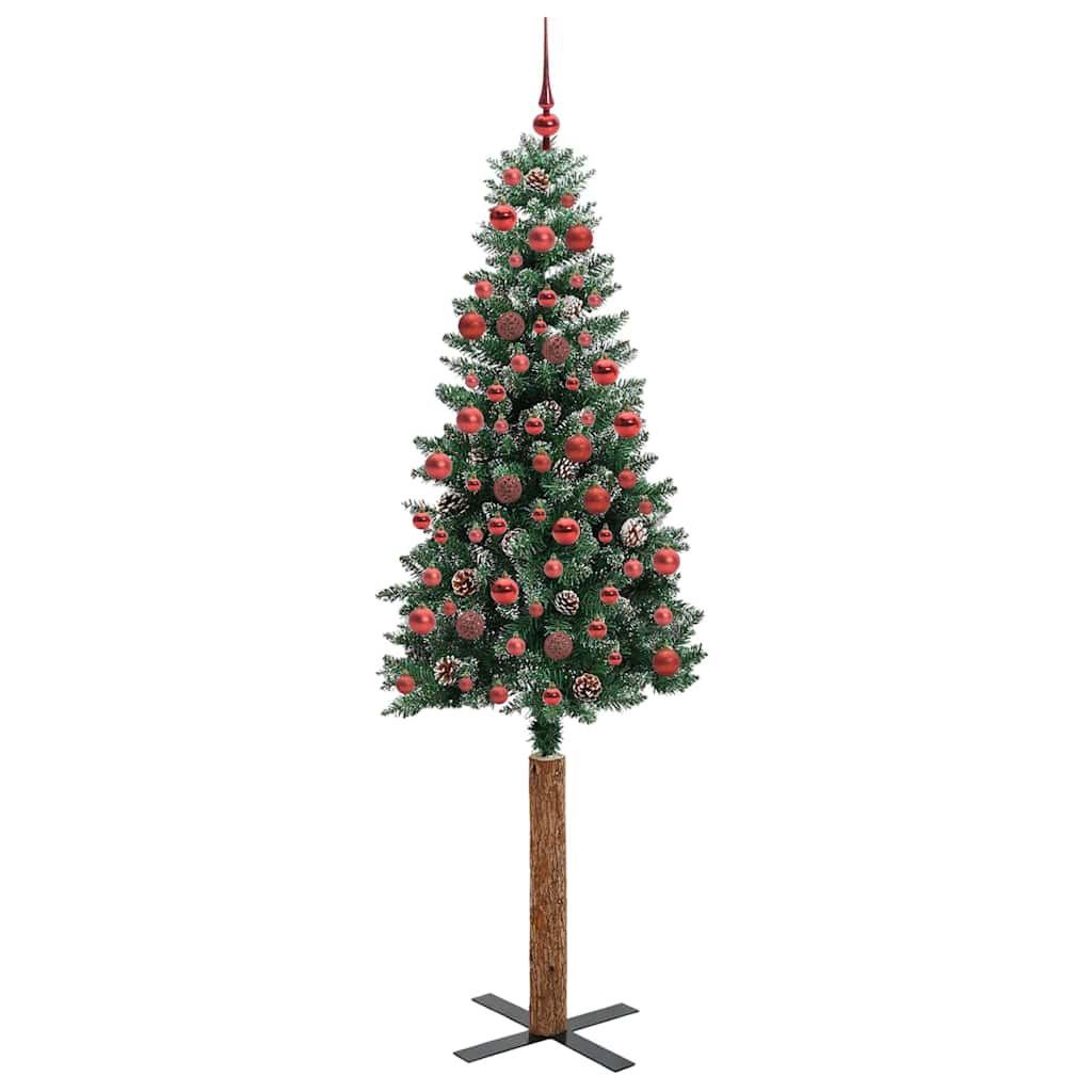 Vidaxx árbol de Navidad delgado verde 180 cm PVC y madera maciza de pino
