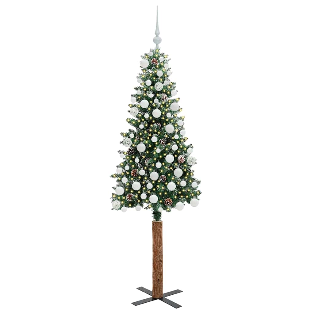 Vidaxx árbol de Navidad delgado verde 180 cm PVC y madera maciza de pino