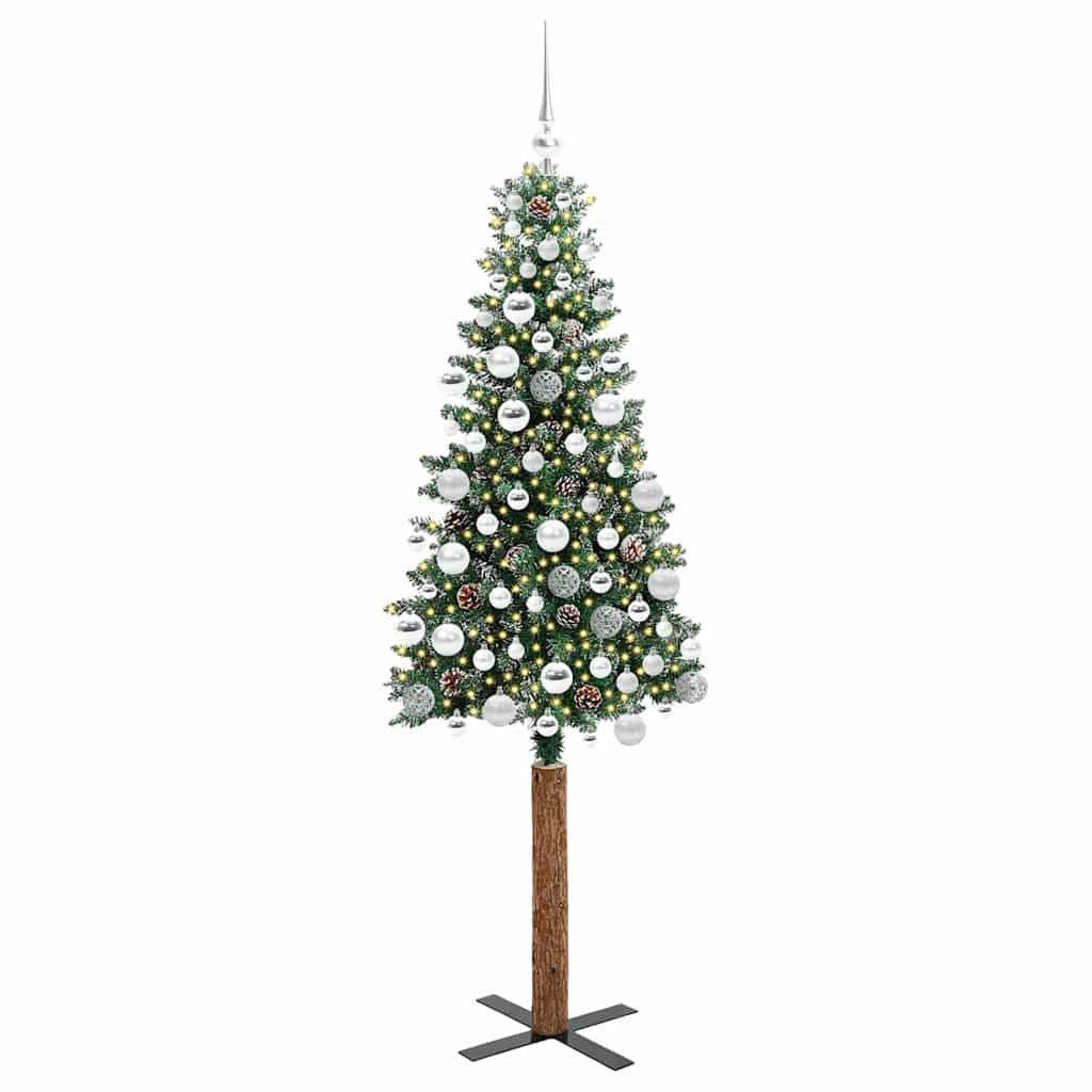 Vidaxx slim albero di Natale verde 180 cm in PVC e legno di pino massiccio