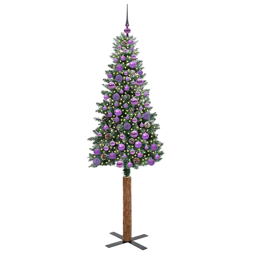 Vidaxx slim albero di Natale verde 180 cm in PVC e legno di pino massiccio