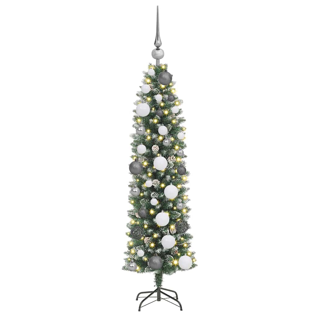 Vidaxx albero di Natale artificiale sottile con 150 LED verdi e bianchi 120 cm