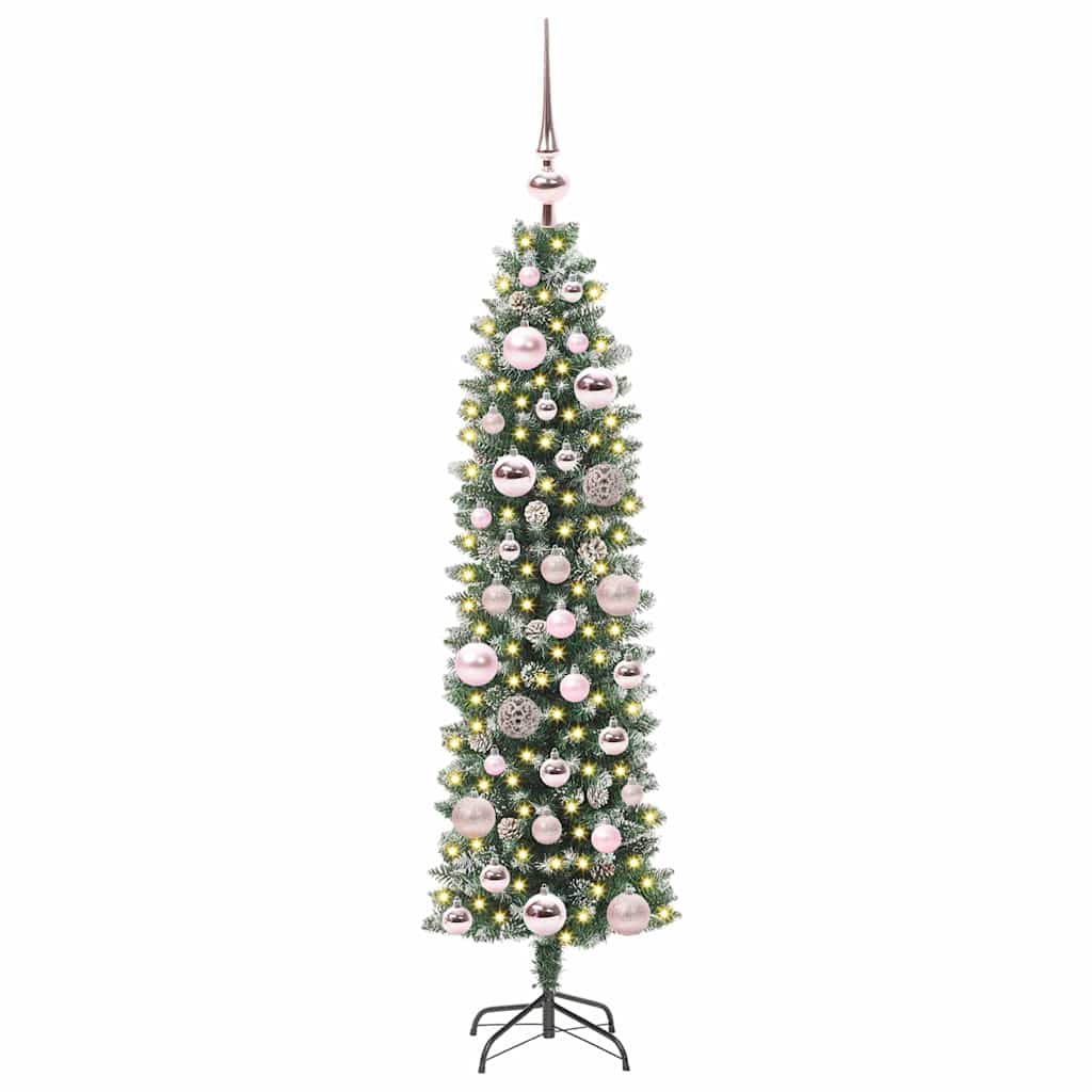Vidaxx albero di Natale artificiale sottile con 150 LED verdi e bianchi 120 cm