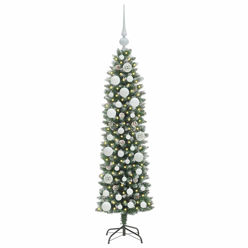 Vidaxx árbol de Navidad artificial delgado con 150 LED verde y blanco 120 cm