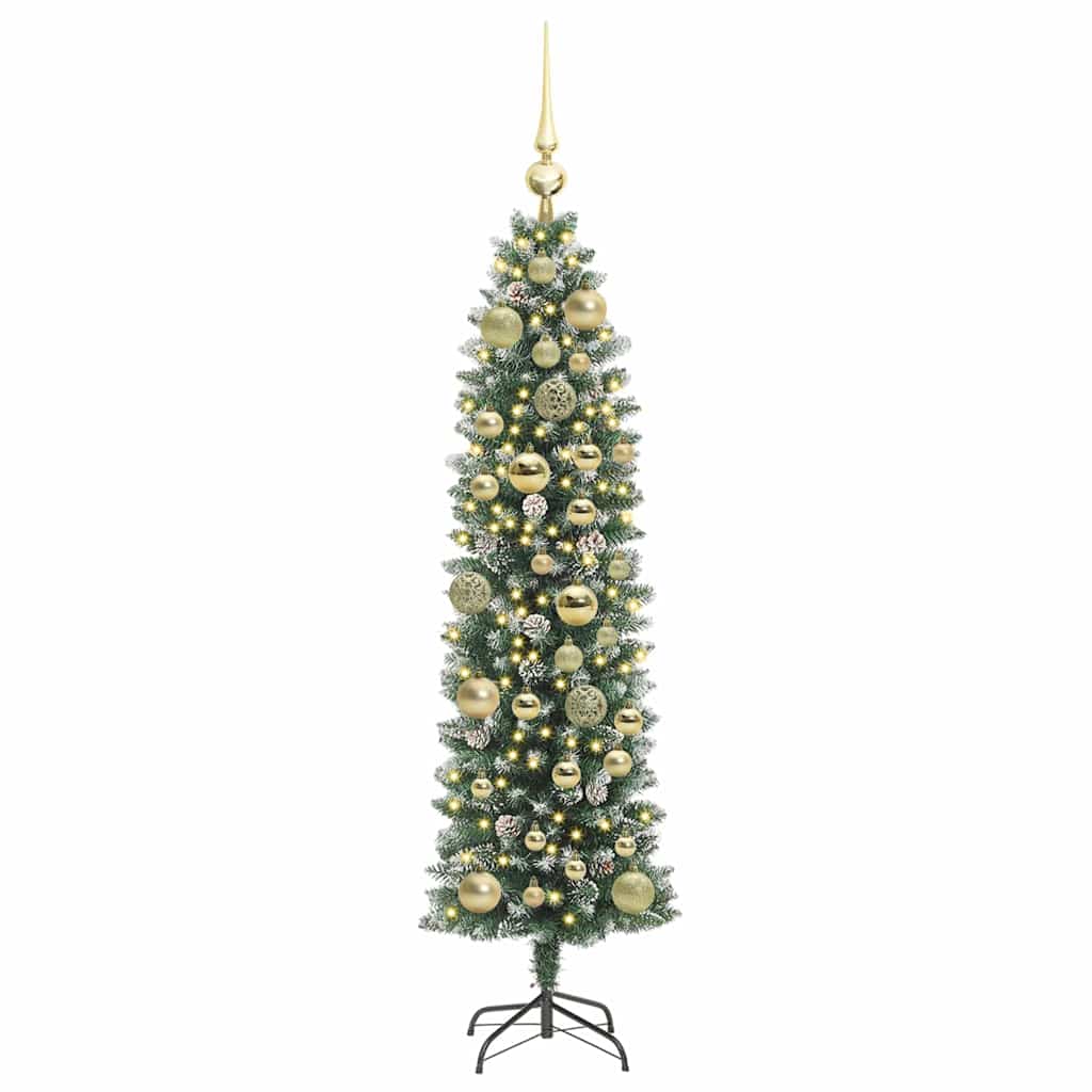 Vidaxx albero di Natale artificiale sottile con 150 LED verdi e bianchi 120 cm