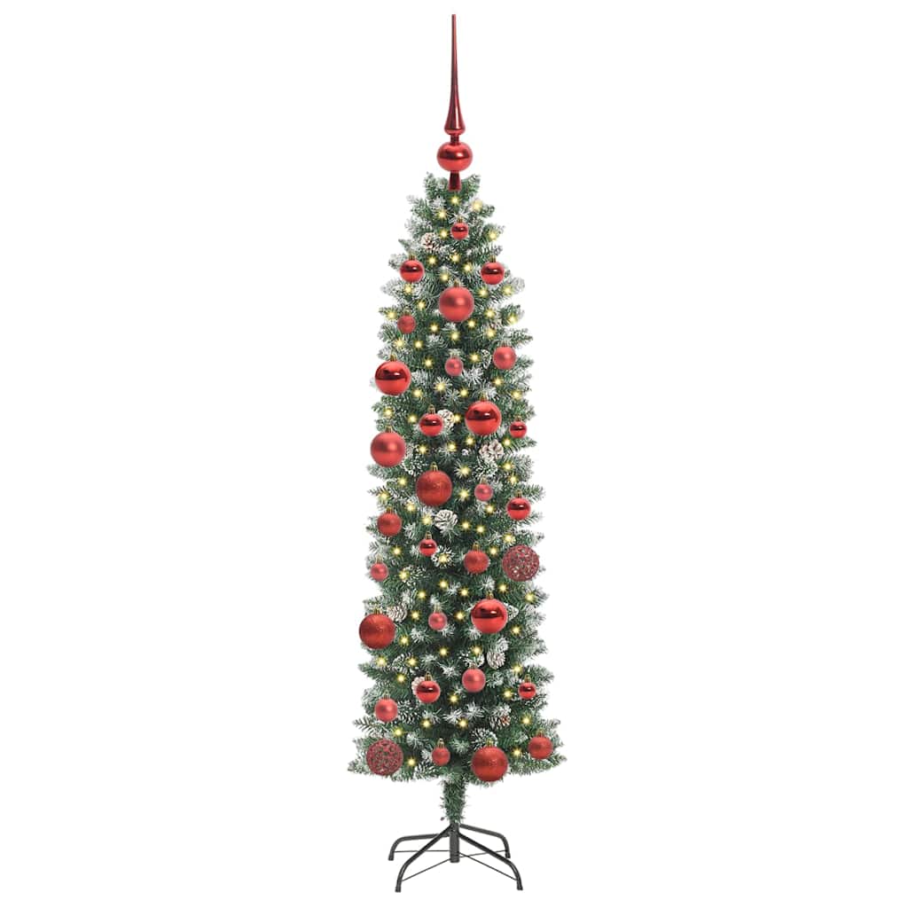 VidaXL albero di Natale artificiale sottile con 150 LED verdi e bianchi 150 cm