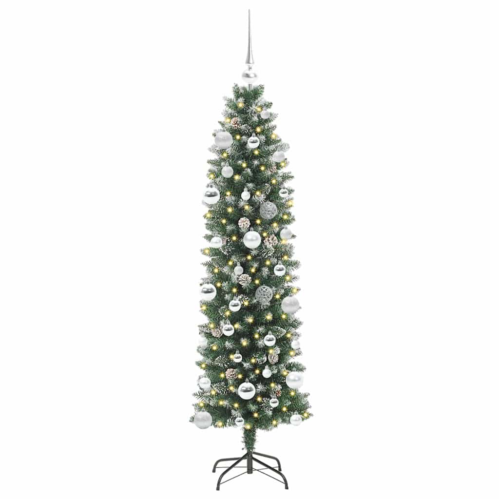 VidaXL albero di Natale artificiale sottile con 150 LED verdi e bianchi 150 cm