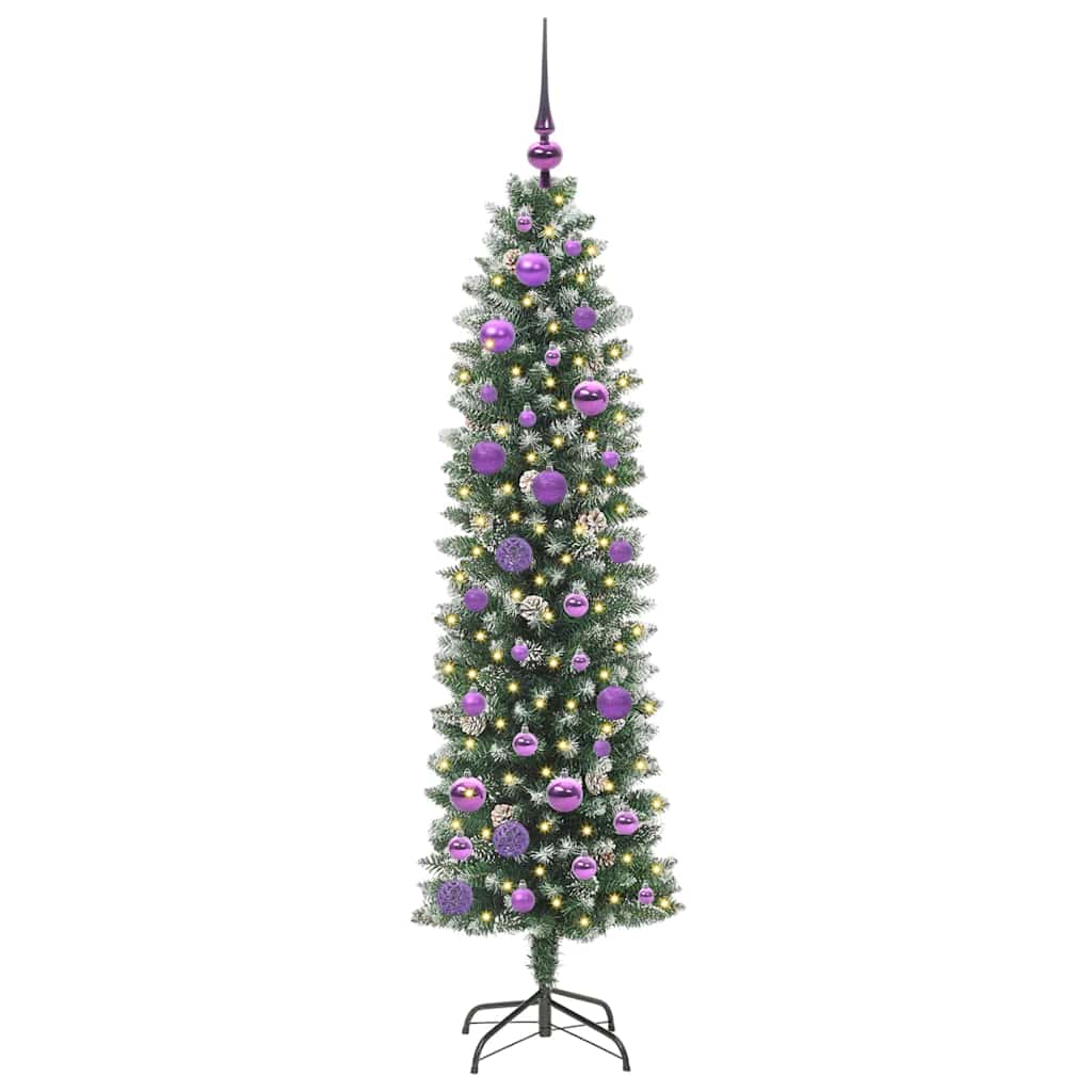 VidaXL árbol de Navidad artificial delgado con 150 LED verde y blanco 150 cm