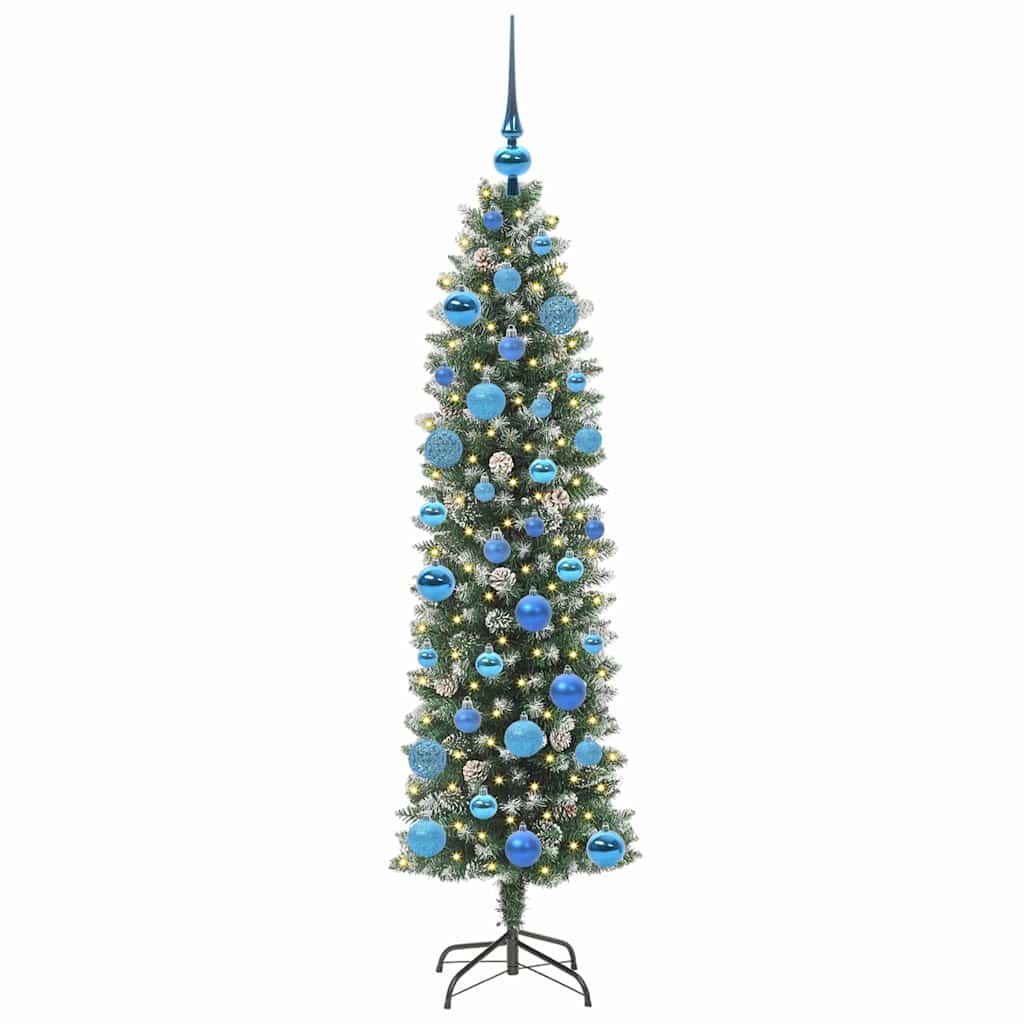 VidaXL árbol de Navidad artificial delgado con 150 LED verde y blanco 150 cm