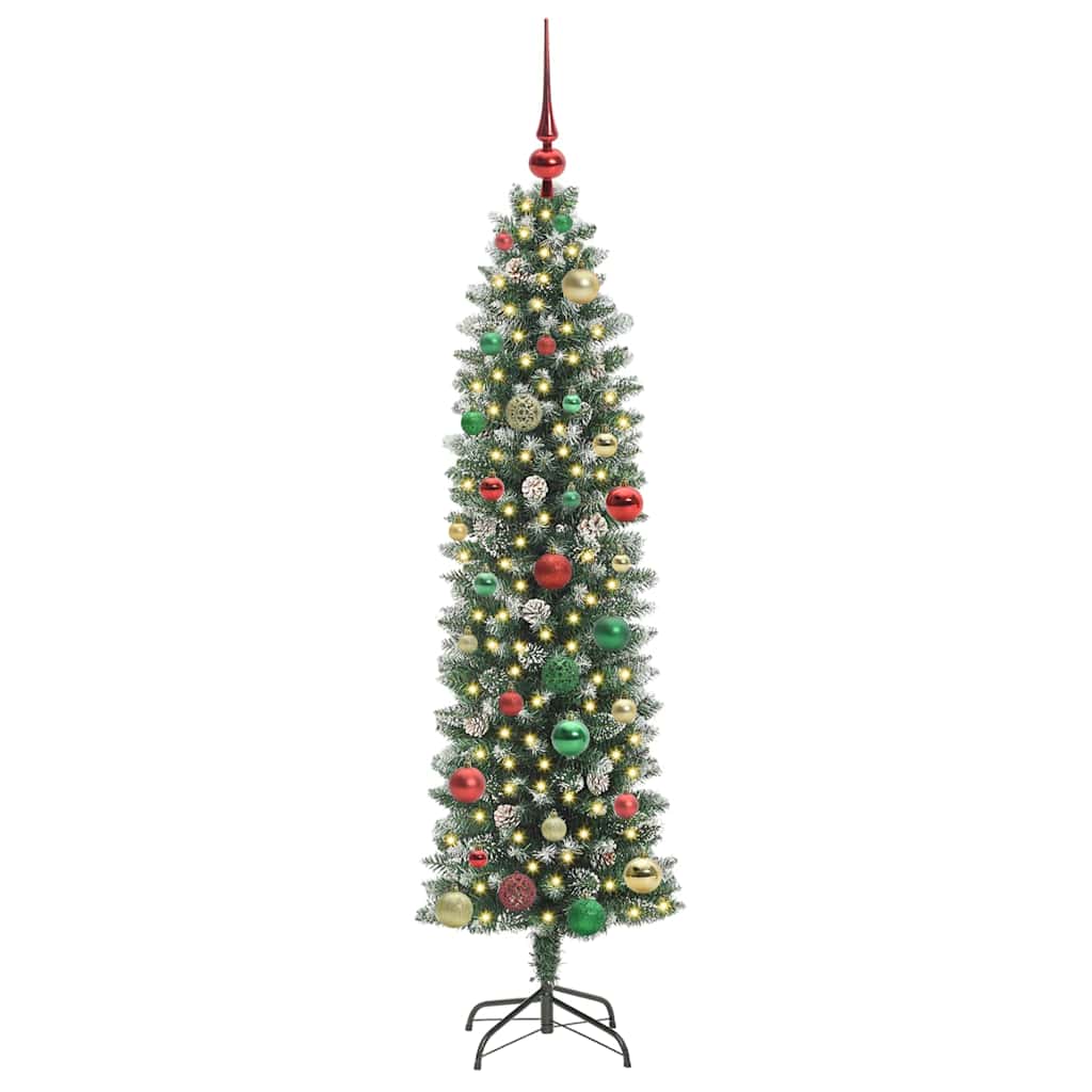 VidaXL árbol de Navidad artificial delgado con 150 LED verde y blanco 150 cm