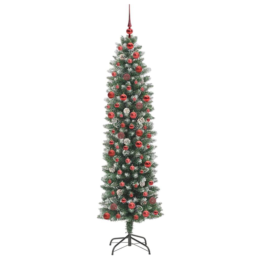 Vidaxx albero di Natale artificiale sottile con 300 LED verdi e bianchi 180 cm