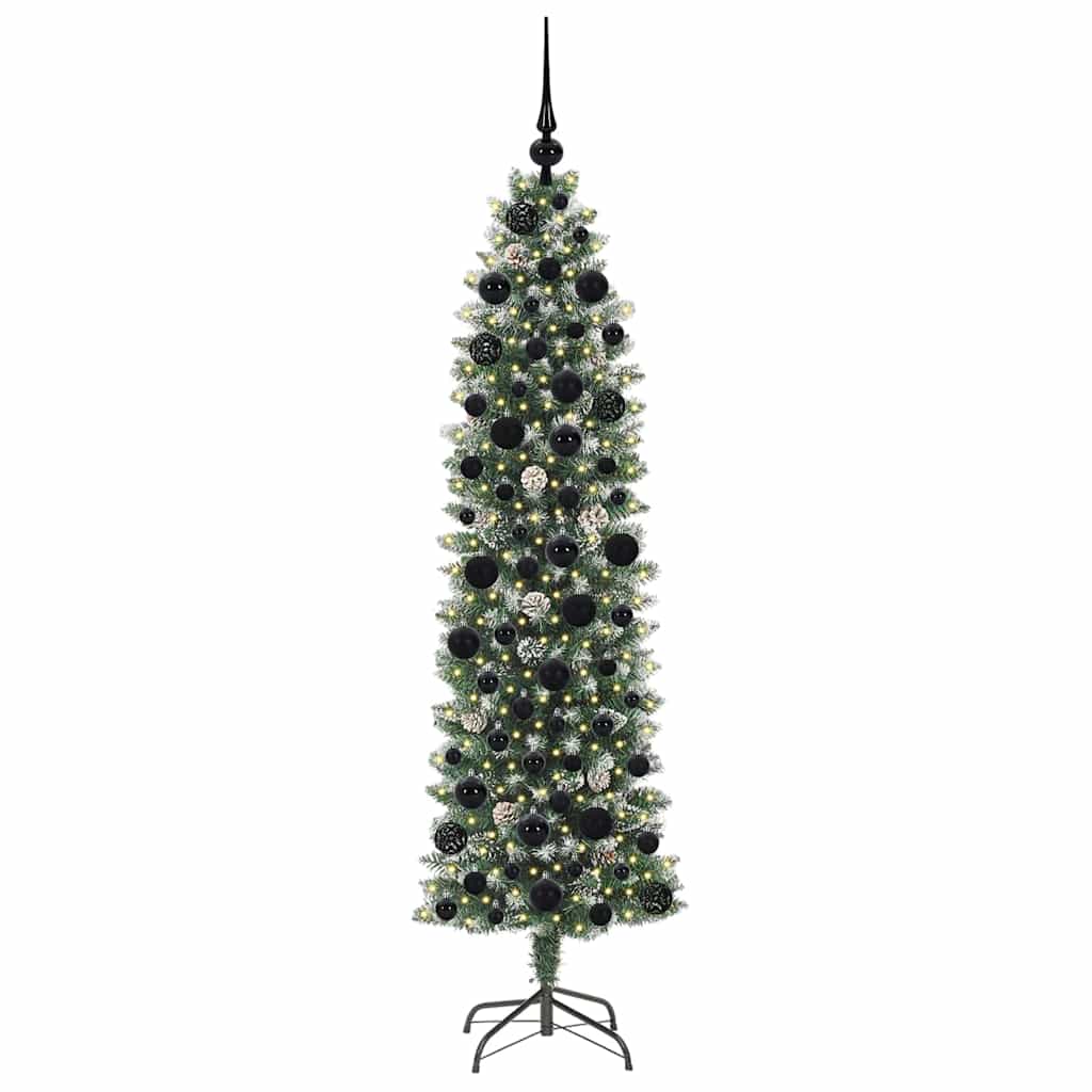 Vidaxx albero di Natale artificiale sottile con 300 LED verdi e bianchi 180 cm