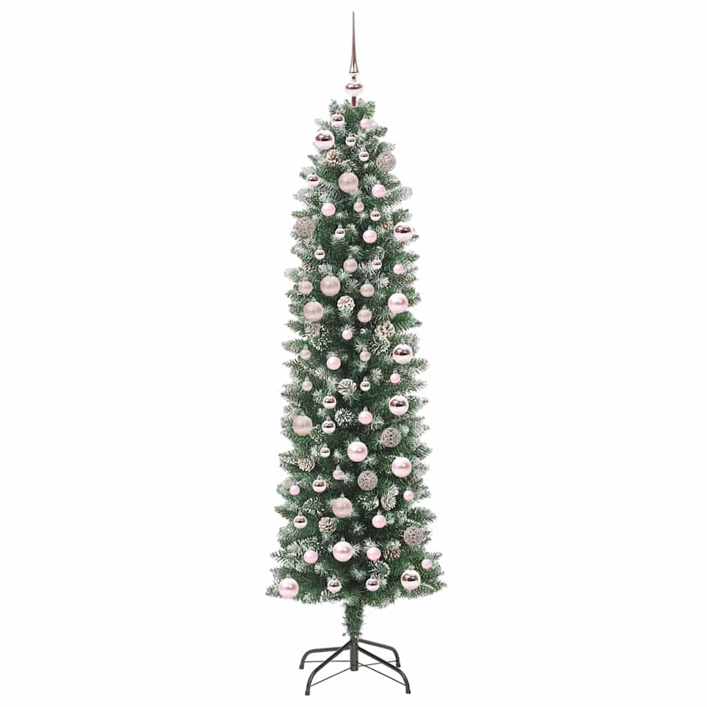 Vidaxx albero di Natale artificiale sottile con 300 LED verdi e bianchi 180 cm
